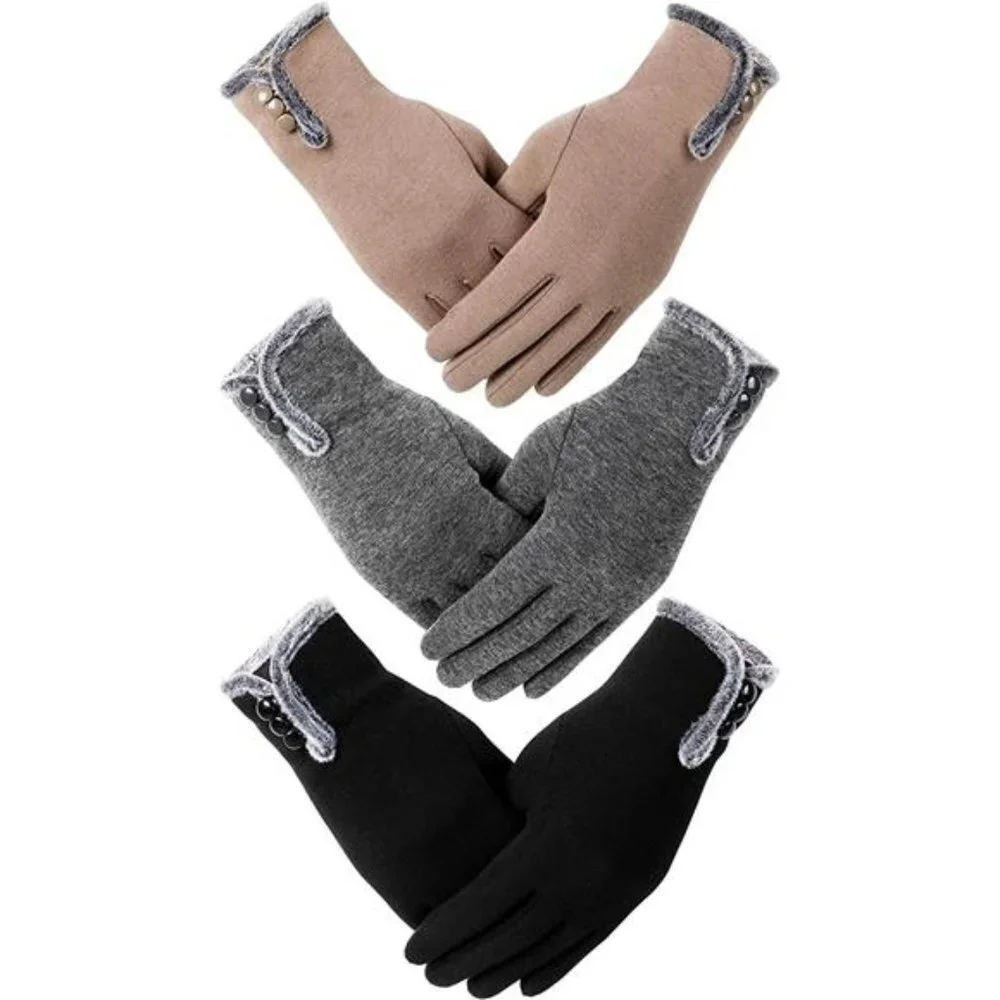 3 Pairs Women's Gloves Winter Touch Screen Gloves